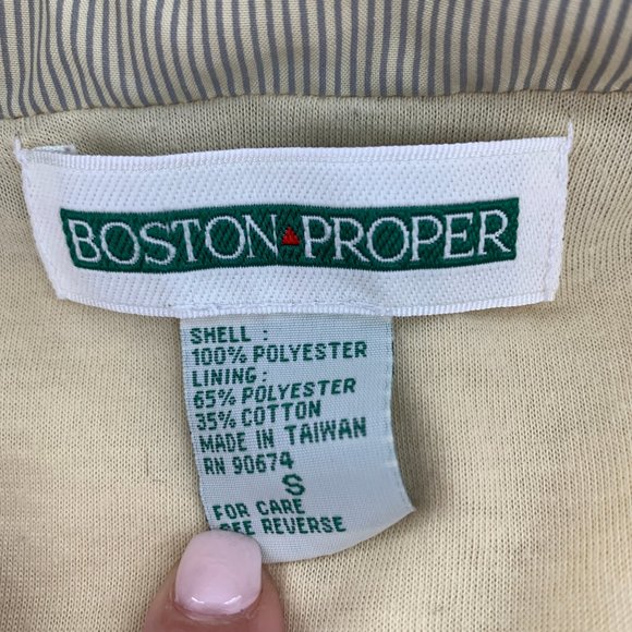 Boston Proper Women's Windbreaker Jacket size Small Vintage 80s Yellow Grey Zip - Picture 5 of 11